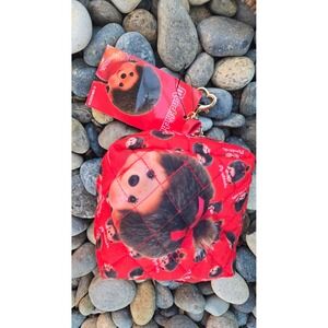 Monchhichi Red Quilted Coin Purse Pouch Bag Charm Urban Outfitters Sekiguchi NEW